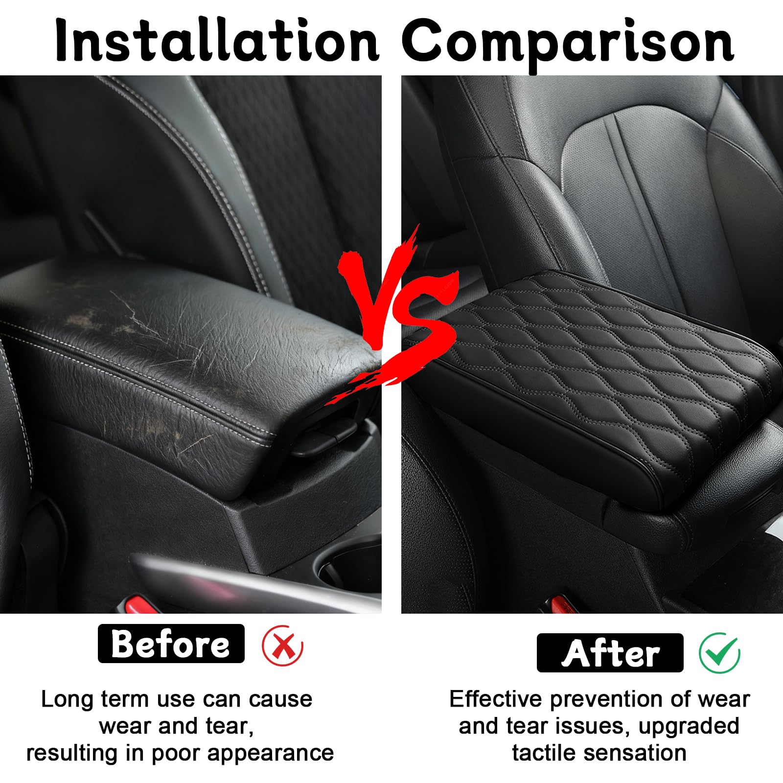 LPZMPZ Armlehne Auto Memory Cotton Car Armrest Box Pad, Auto Mittelkonsole armlehne Kissen, Auto Armlehnenkissen aus Leder, für Kompactwagen und Einige Limousinen der A-Klasse (Schwarz)