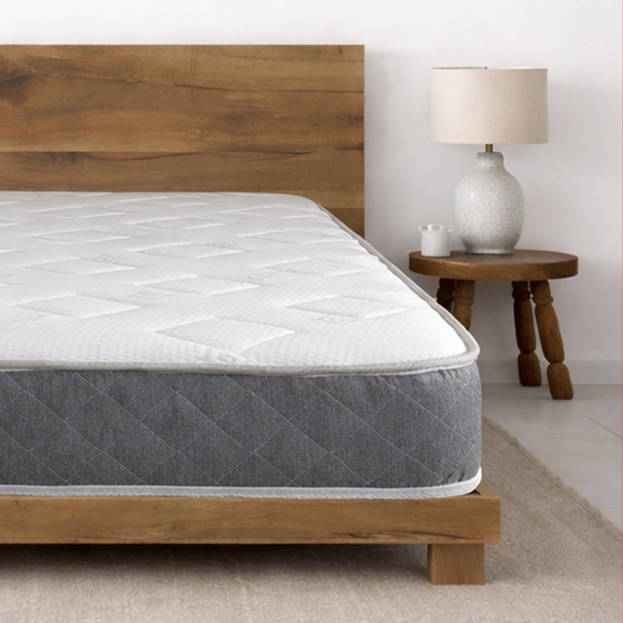 Starlight Beds Double Mattress with Springs & Memory Foam - Grey Jump N Tac Model, 7 Inch Budget Mattress, Soft Support, 135x190cm