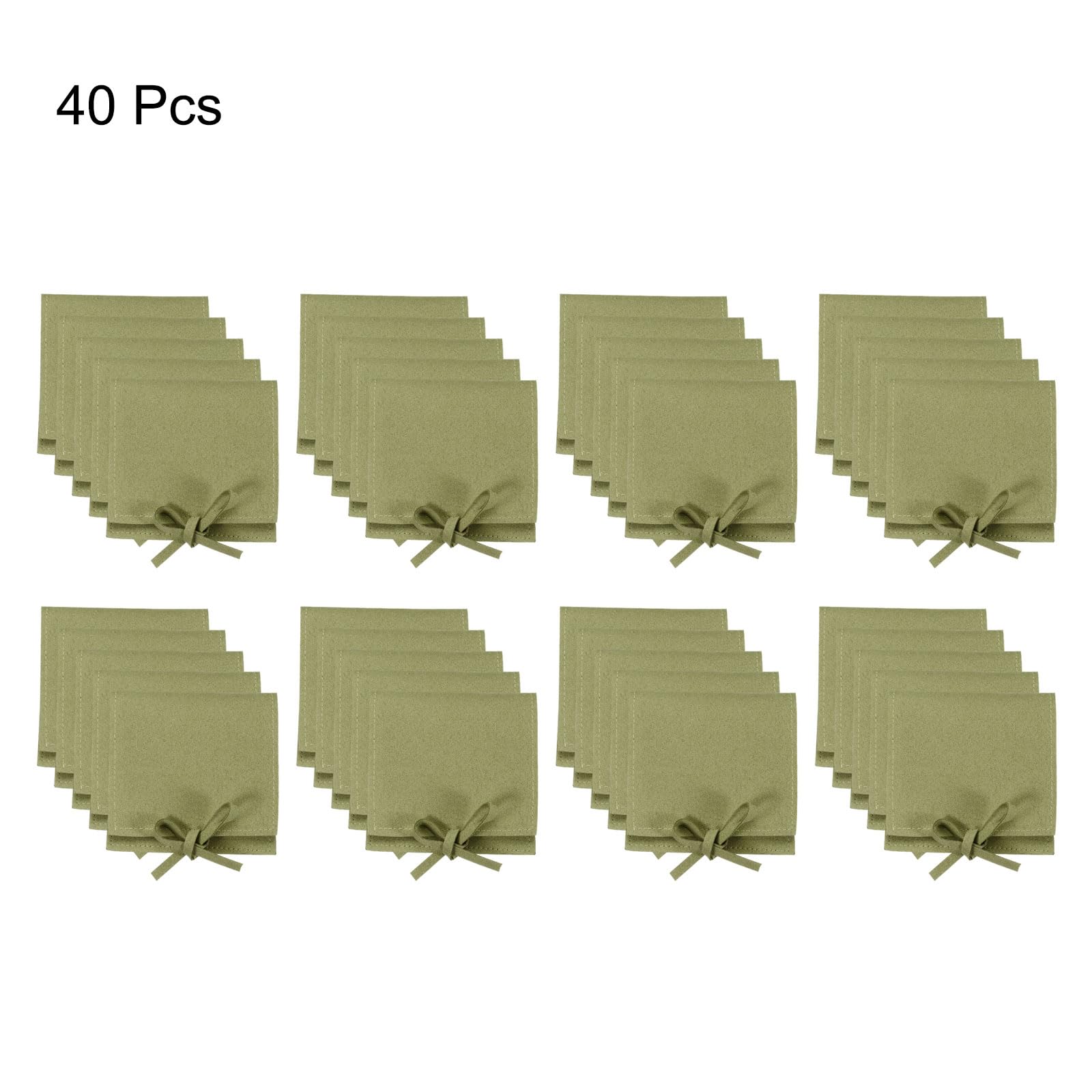 sourcing map 40 bolsas de microfibra para joyas de 3.1 x 3.1 pulgadas, mini bolsa de embalaje de joyería con corbata para pequeña bolsa de regalo, collar y aretes, color verde
