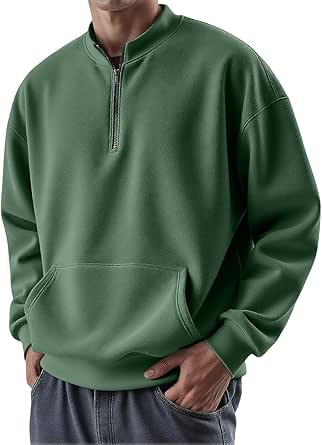 Men'S Sweatshirts No Hood Quarter Zip Pullover Shirts Casual Stylish ...