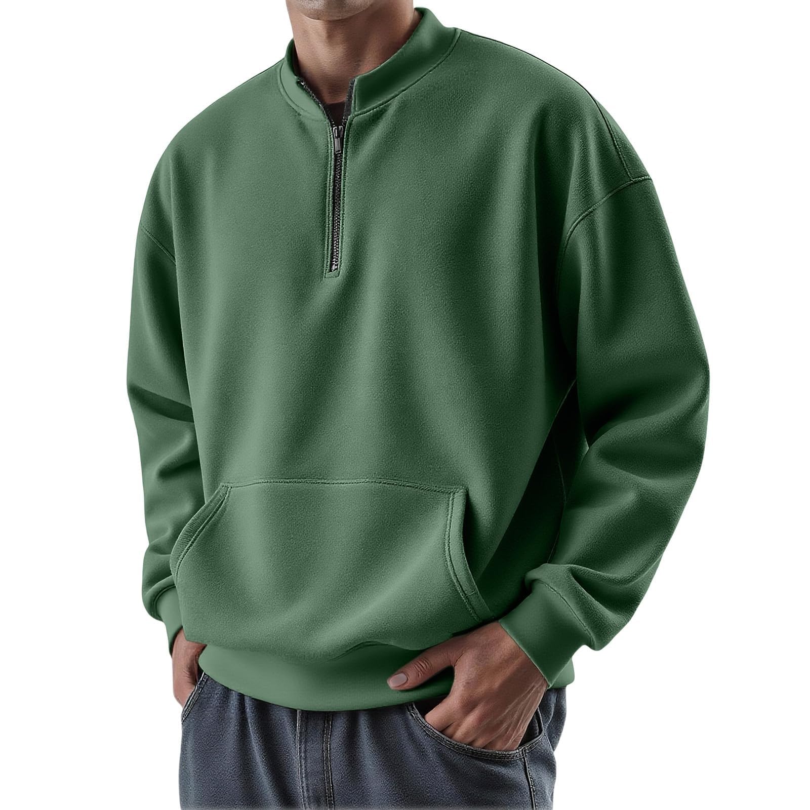 Herrenpullover mit Reißverschluss Winterpullover Warm Fleecepullover Langarm Sport Langarmshirt Winter Hoody Zip Sweatshirt