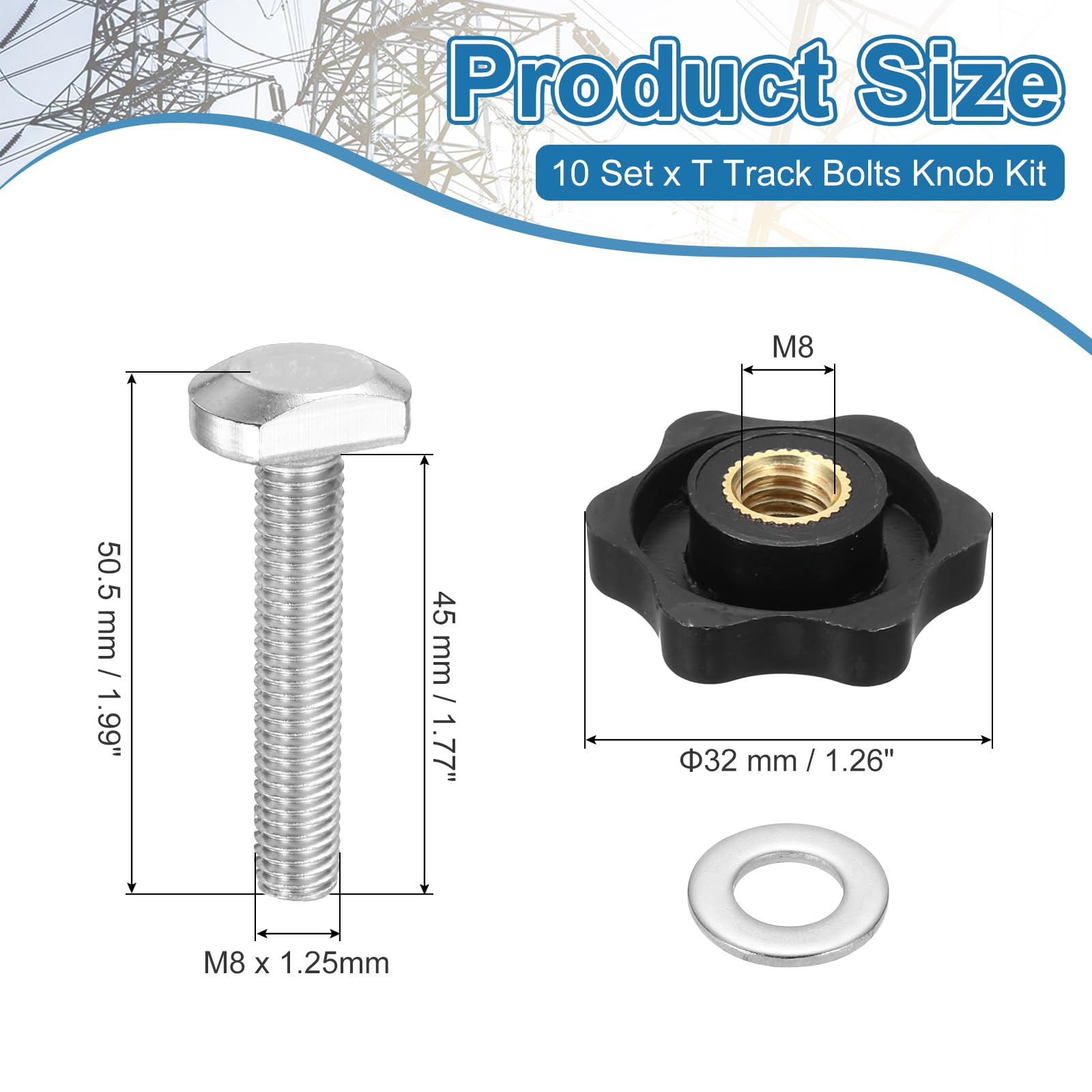 PATIKIL t Track Bolts Knob Kit - Image 2
