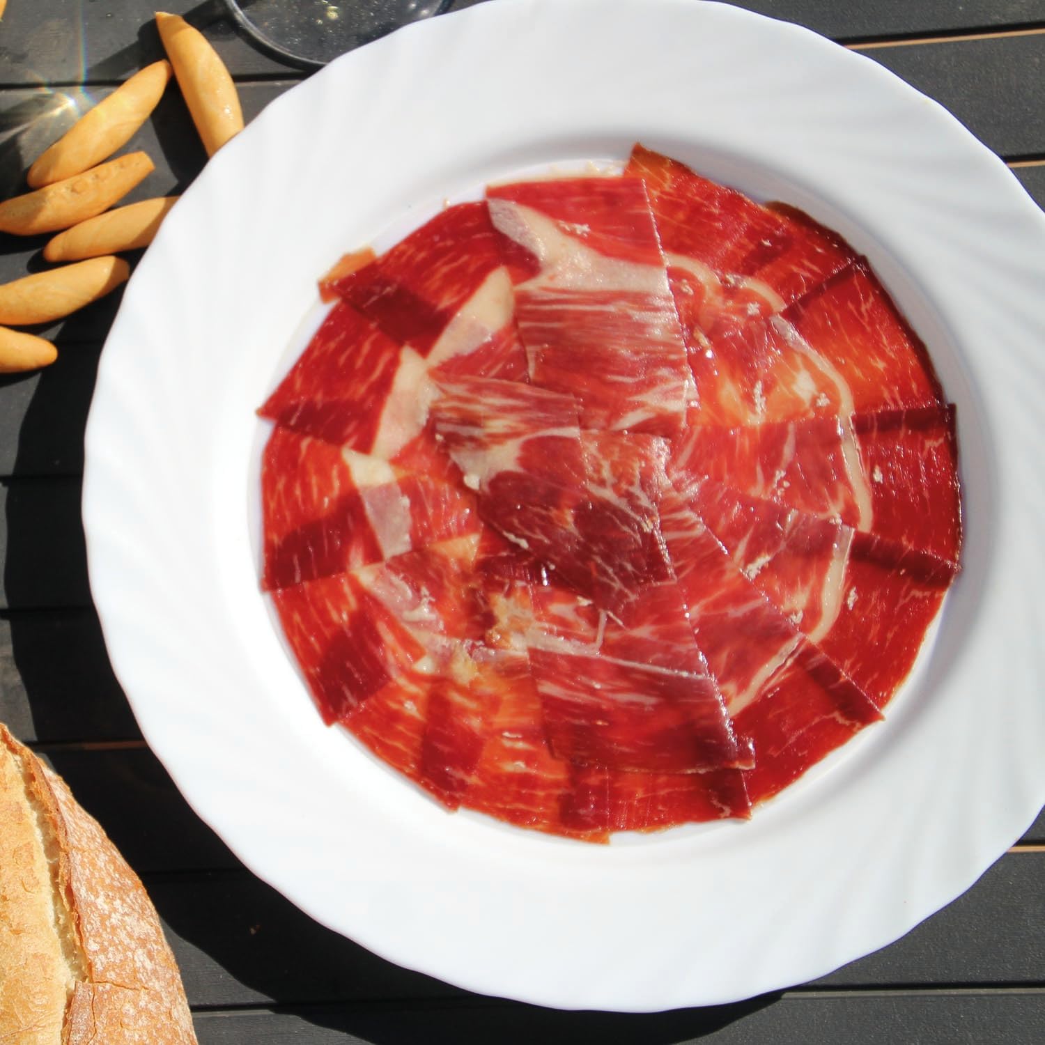 ENRIQUE GARCÍA - Jamón de Cebo Ibérico 75% Raza Ibérica, 10 Sobres Envasados al Vacío de 100 g Aprox. Acabado plástico. Caja regalo de cartón. Corte a máquina.