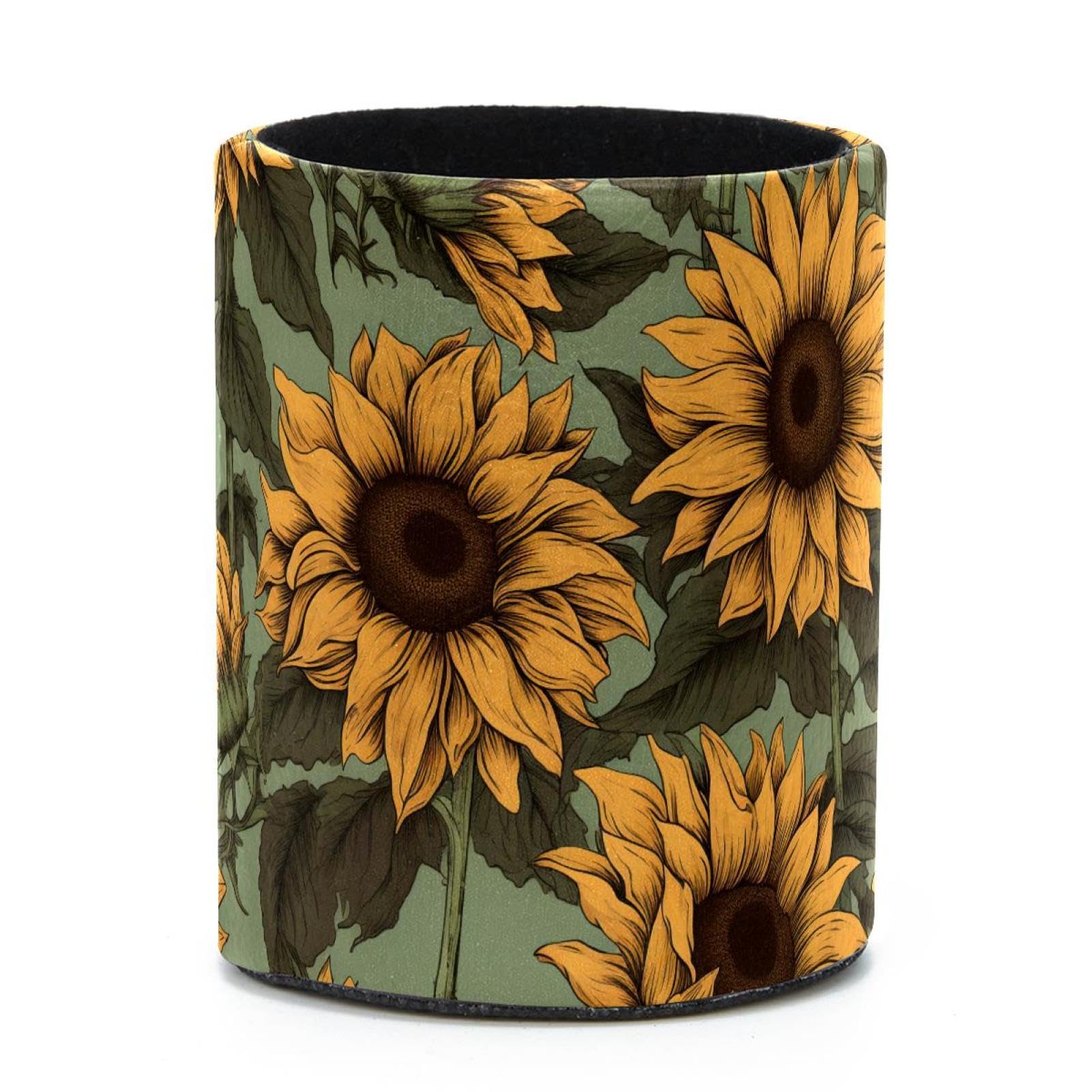 VAPOKF Round Pencil Holders for Desk, Sunflowers Pen Holders Pen Pot Makeup Brushes Storage Desktop Stationery Supplies Organiser for Home Office