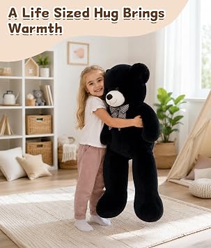 MaoGoLan 39 Black Teddy Bear Stuffed Animal,Fluffy Plush Gift for Kids | A 39 inch black teddy bear made for big hugs, heartfelt surprises, and meaningful moments with children, family, and friends.