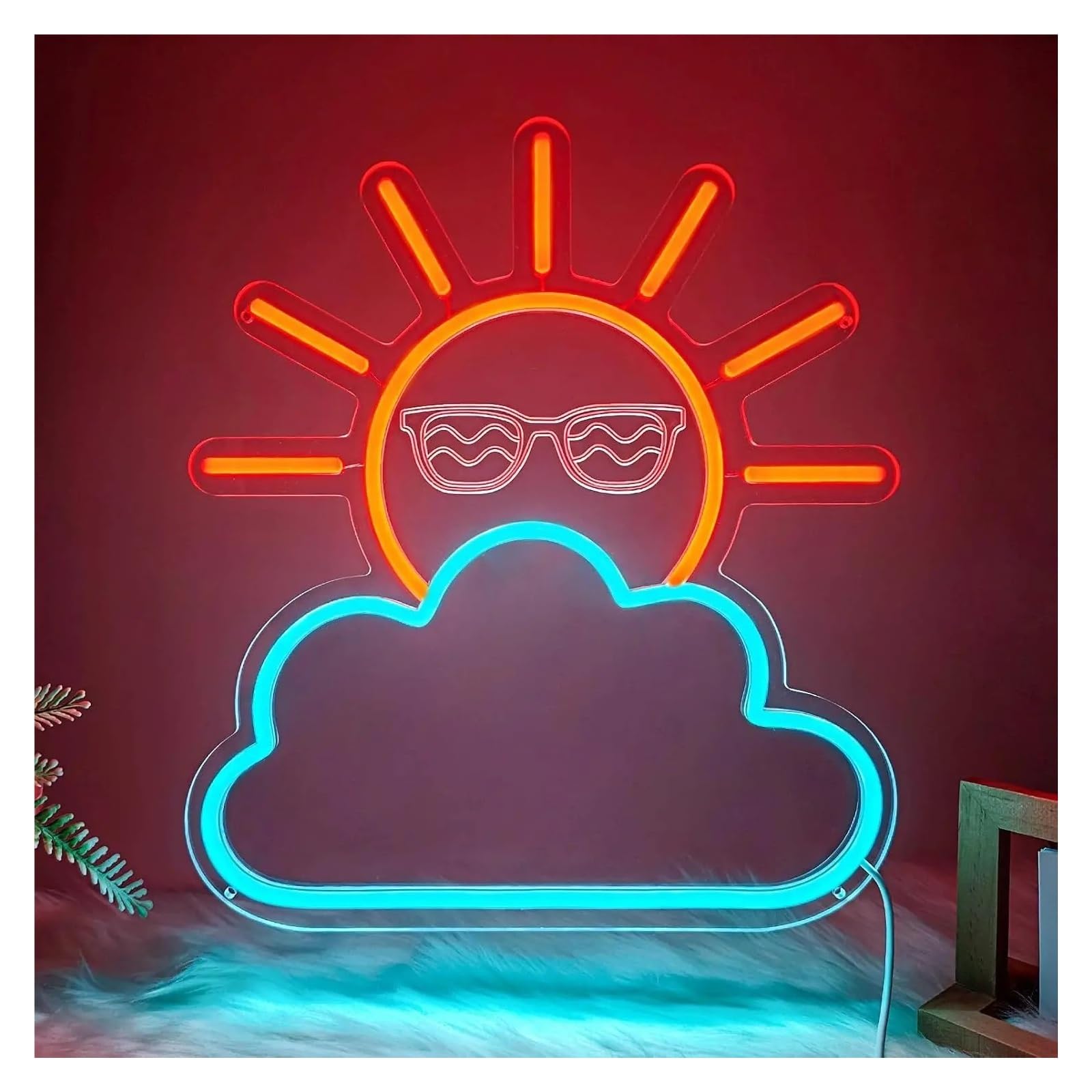 RONGCH Hanging Art Signs Sunrise Sunset Neon Sign Wall Decoration for Bedroom Gameroom Livingroom Birthday Party 37x32cm