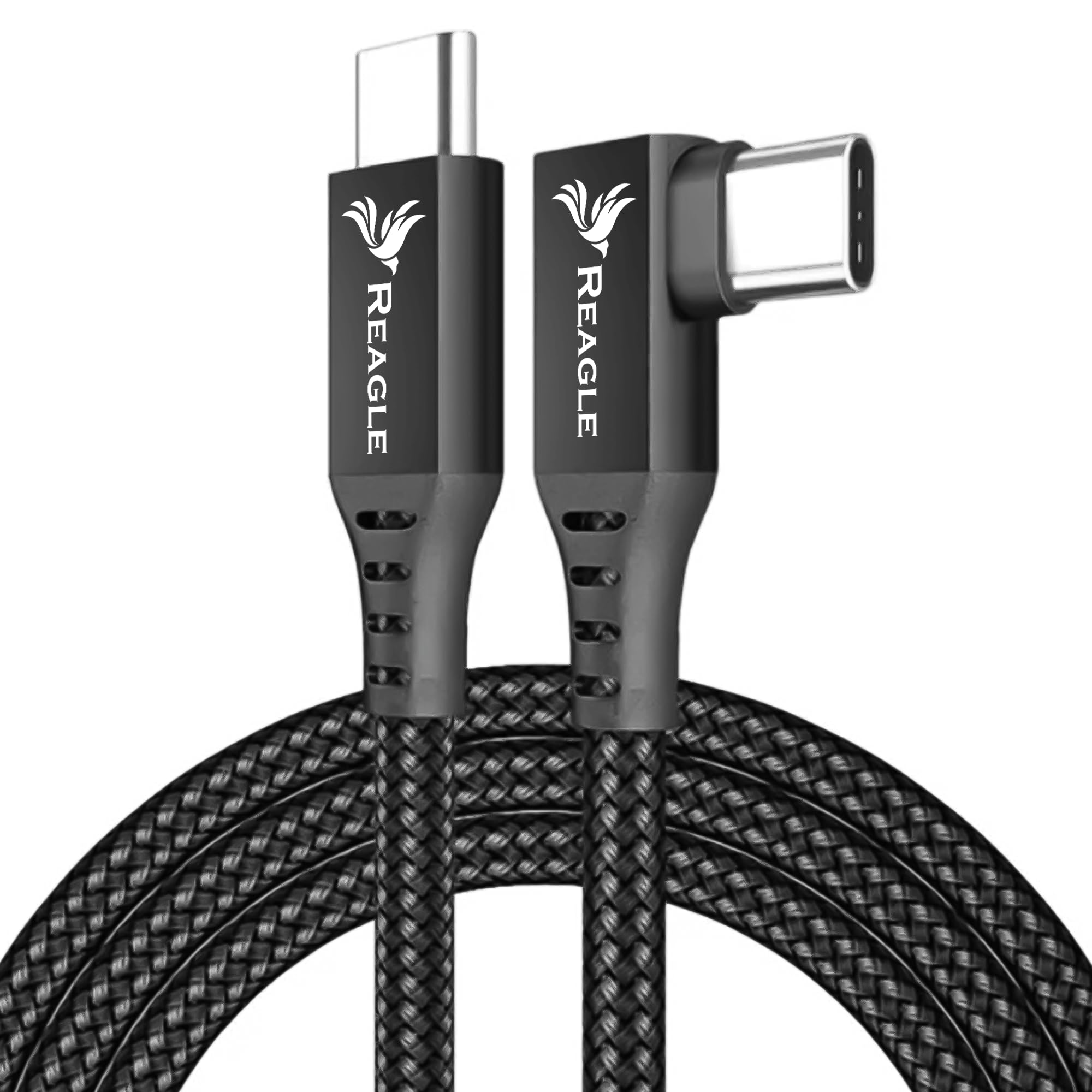 Reagle Kabel Kątowy 5M do Oculus Link SteamVR Meta Quest 2 3 3S Pico USB C USB C 10 Gb/s USB 3.2 Gen 2 3A Wtyczka Nylonowy Oplot