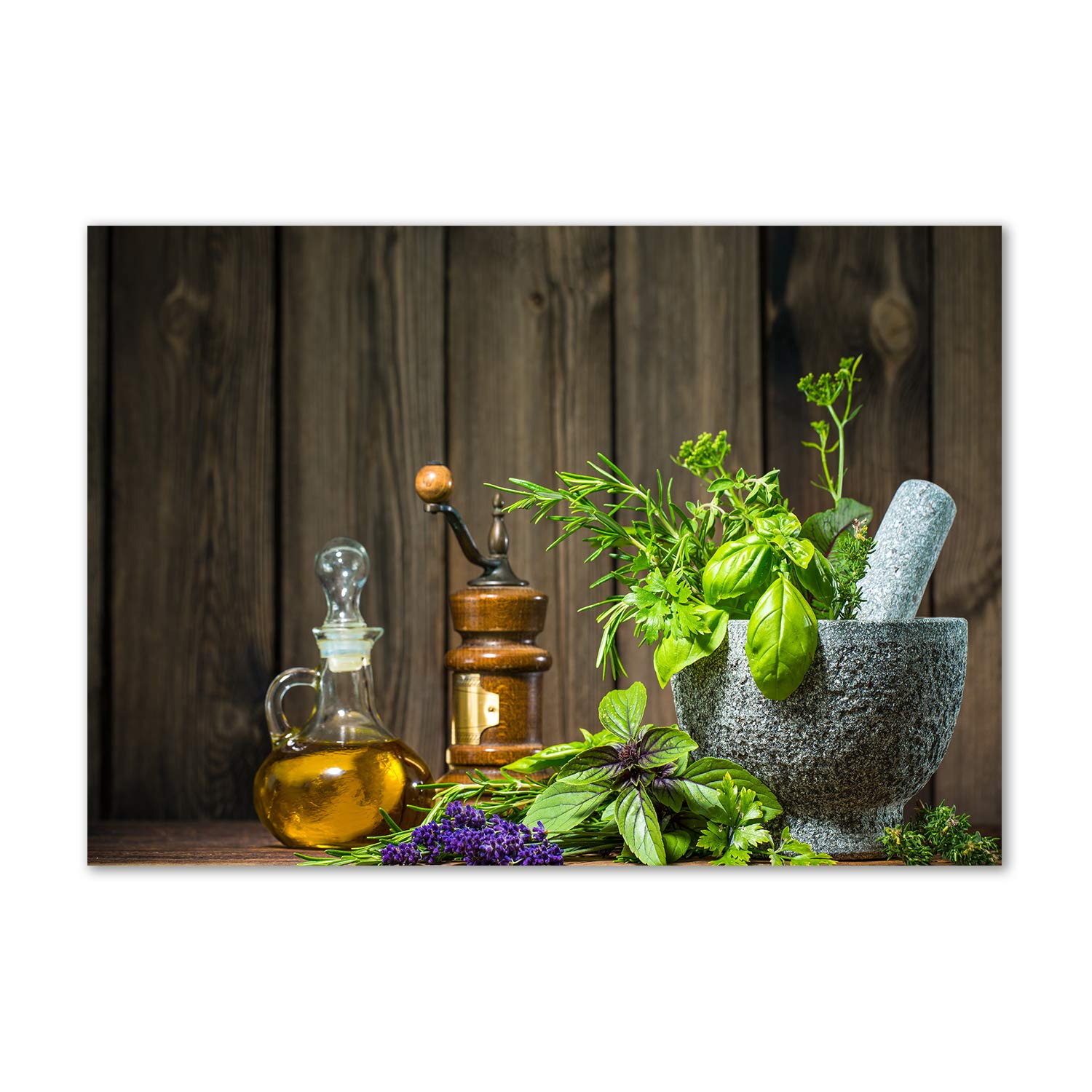 Tableau verre acrylique herbes aromatiques decoration murale cuisine moderne tableau plexiglas vert