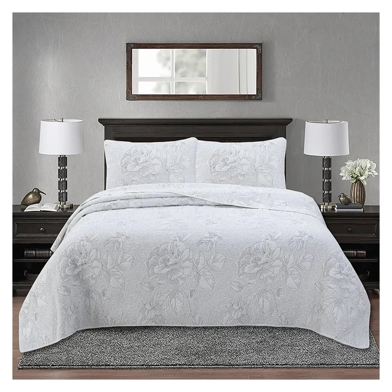 Ropa de cama suave Queen con colcha acolchada de algodón transpirable