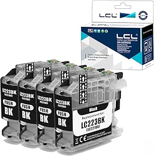 LCL Compatible Ink Cartridge LC-221 LC221 XL LC221BK LC-221BK (4 Black) Replacement for Brother MFC-J4420DW J4620DW J4625DW J5320DW J5620DW J5625DW J5720DW J480DW J680DW J880DW DCP-J4120DW J562DW