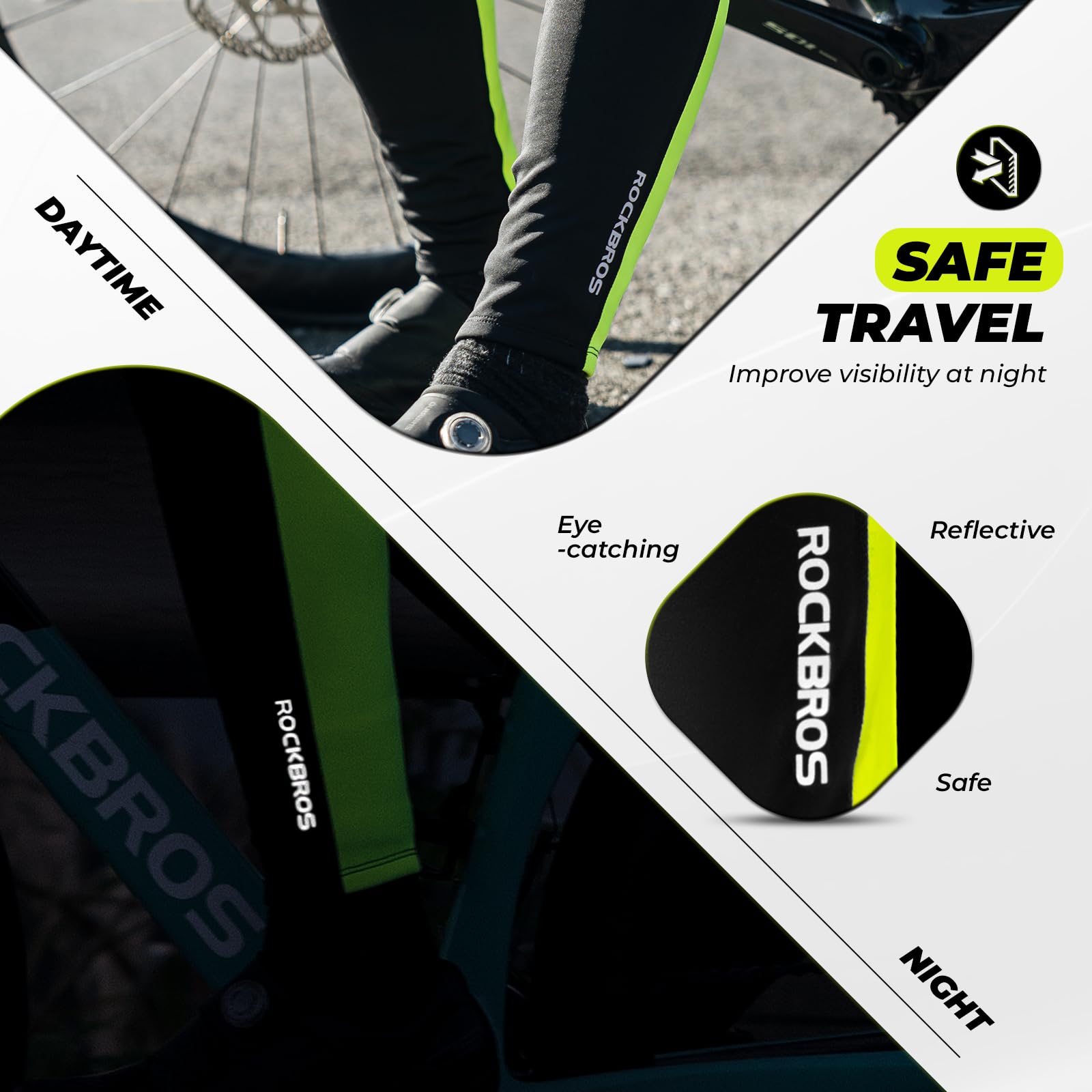 ROCKBROS Perneras de Ciclismo Invierno, Calentadores de Piernas Polar Térmico a Prueba de Viento Antideslizante para Hombre Mujer, para Bicicleta Running Deportes