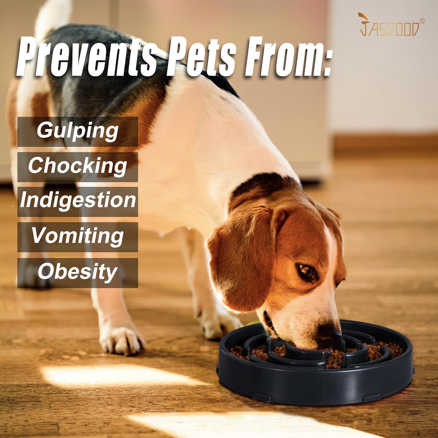 Slow Feeder Dog Bowls for Large Dogs Anti-Chocking Slower Feeder Dog Puzzle Bowl Pet Slow Eating Interactive Bloat Stop Dog Food Bowl JASGOOD,Black,Large (Pack of 2)