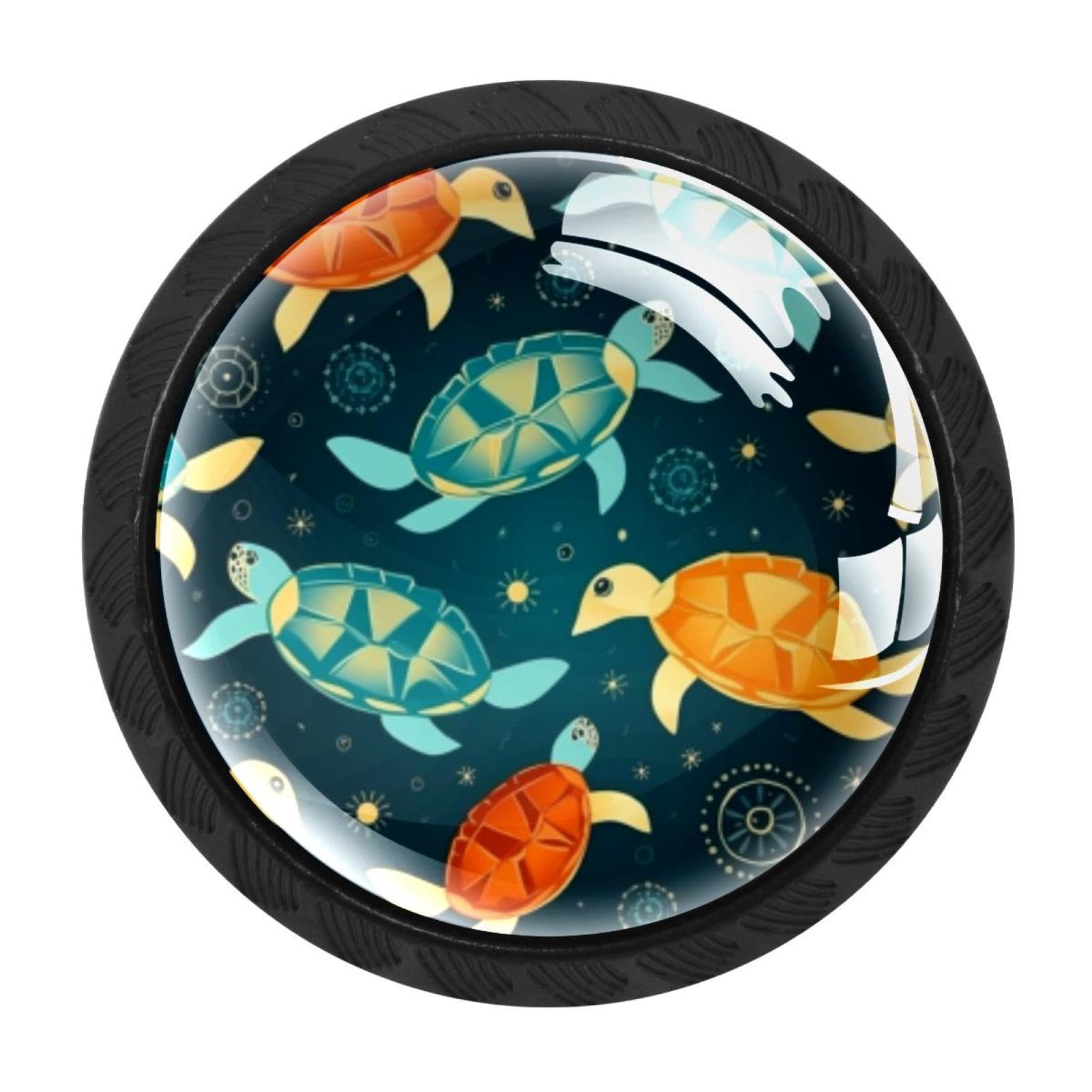 Chenzzzz Multicolored 04 4 Pack Cabinet Handles Black Sea Turtle Cabinet Knobs Draw