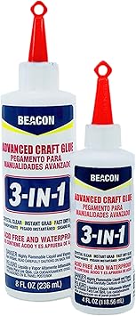 BEACON 3-in-1 Advanced Craft Glue - Fast-Drying, Crystal Clear Adhesive for Wood, Ceramics, Fabrics, and More, 4-Ounce