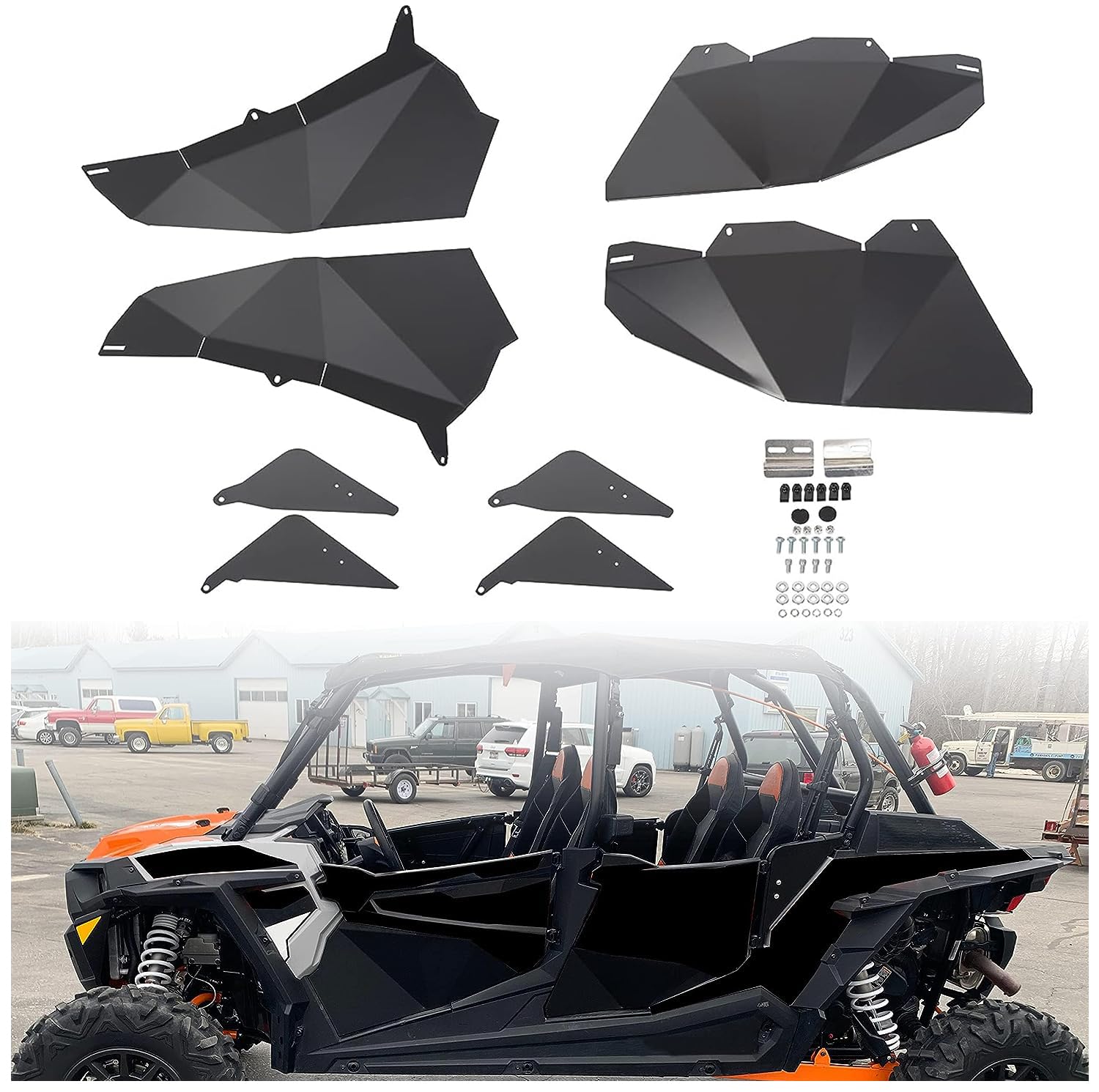 ECOTRIC Lower Door Insert Panels Compatible with 2014-2023 Polaris RZR 900 XP1000 Turbo 4-Door Aluminum Bottom Doors (Latch is NOT Included)