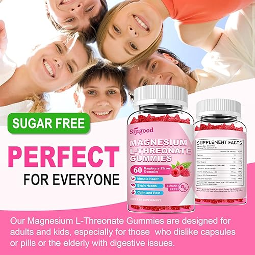 Miniatura 7 de Paquete de 2 gomitas L-treonato de magnesio de 1000 mg de magnesio, suplemento de treonato de magnesio para niños y adultos, apoya la función