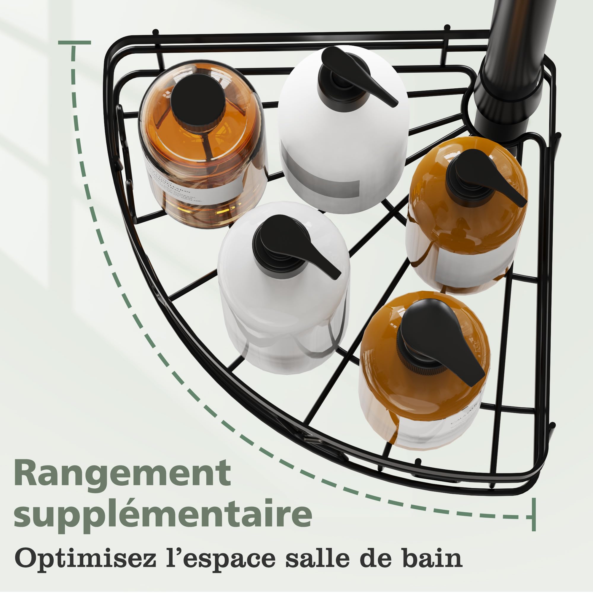 KEGII Etagere Douche Telescopique - 4 Paniers Etagere Douche + Serviette