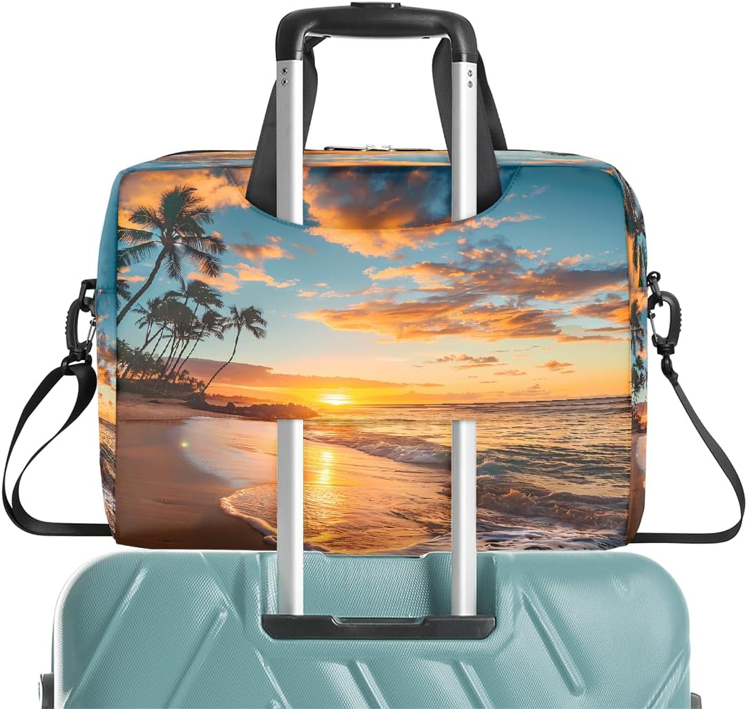 Laptop Bag Hawaiian Beach Sunset Tropical Coconut Tree Laptop Case Sleeve Messenger Bags with Shoulder Strap Briefcase for Laptop 13 14 14.5 15.6 16 in