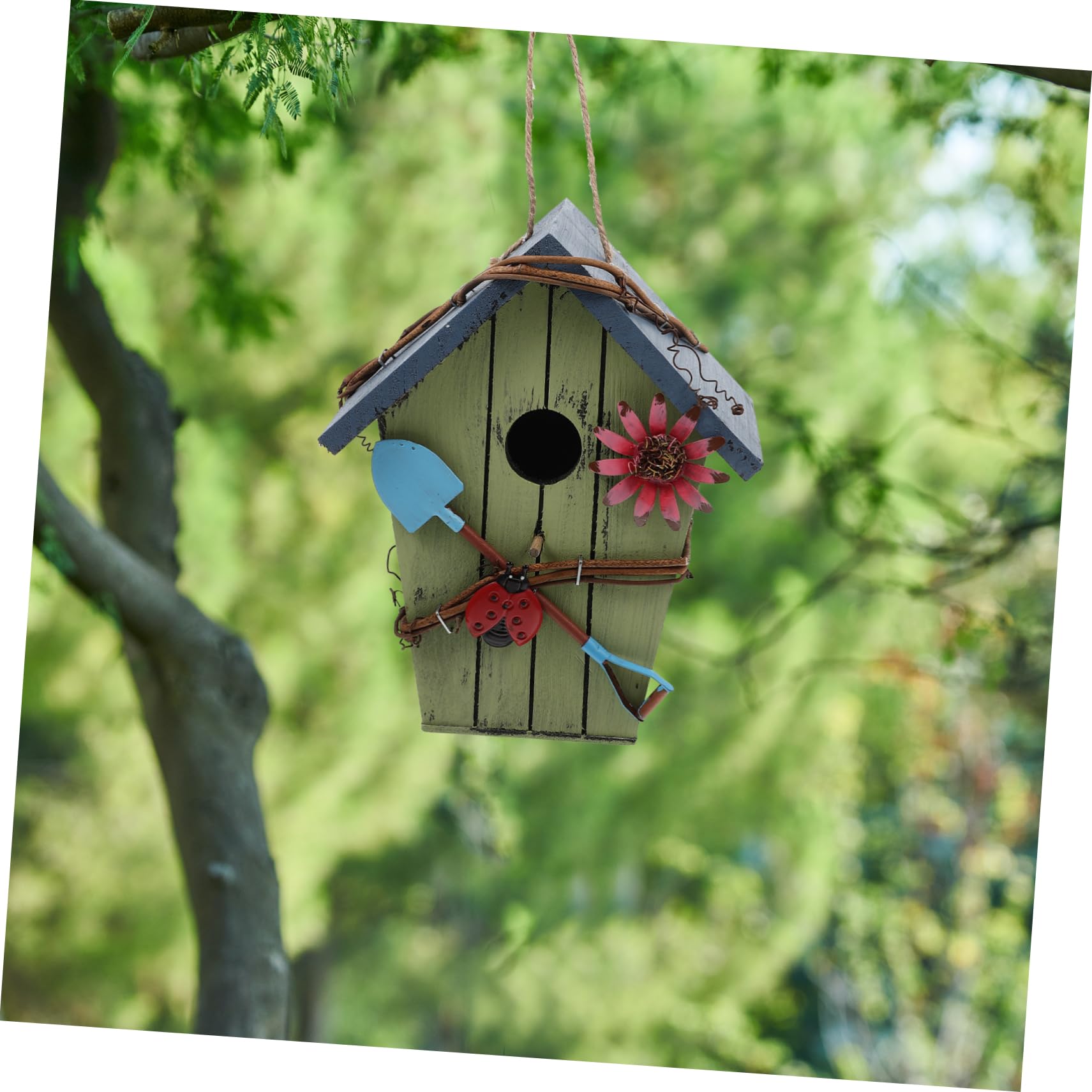 TOYANDONA Casetta per Uccelli in Legno a Forma di Casa, 2 Pezzi | Pappagalli e Uccelli Gialli, Uso Interno e Outdoor, Decorazione Artigianale Sospesa