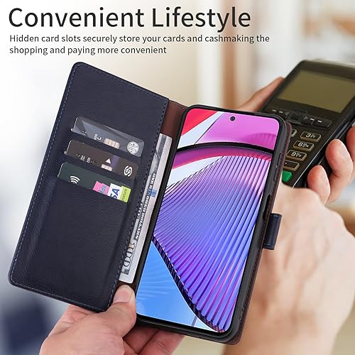 Miniatura 2 de LBYZCASE Funda tipo cartera para Moto G Power 2023 5G tarjetero con bloqueo RFID, cuero con tapa (función atril), magnética, a prueba de golpes,