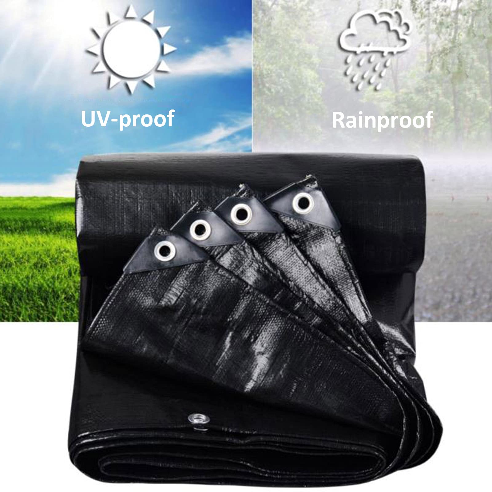 Czarne plandeki Outdoor Shade Flish Wodoodporna ściereczka deszczowa zagęszczona plandek plandeki plastyczna plastikowa z przelotkami (rozmiar: 9,8 x 13,1 stóp/3x4m)