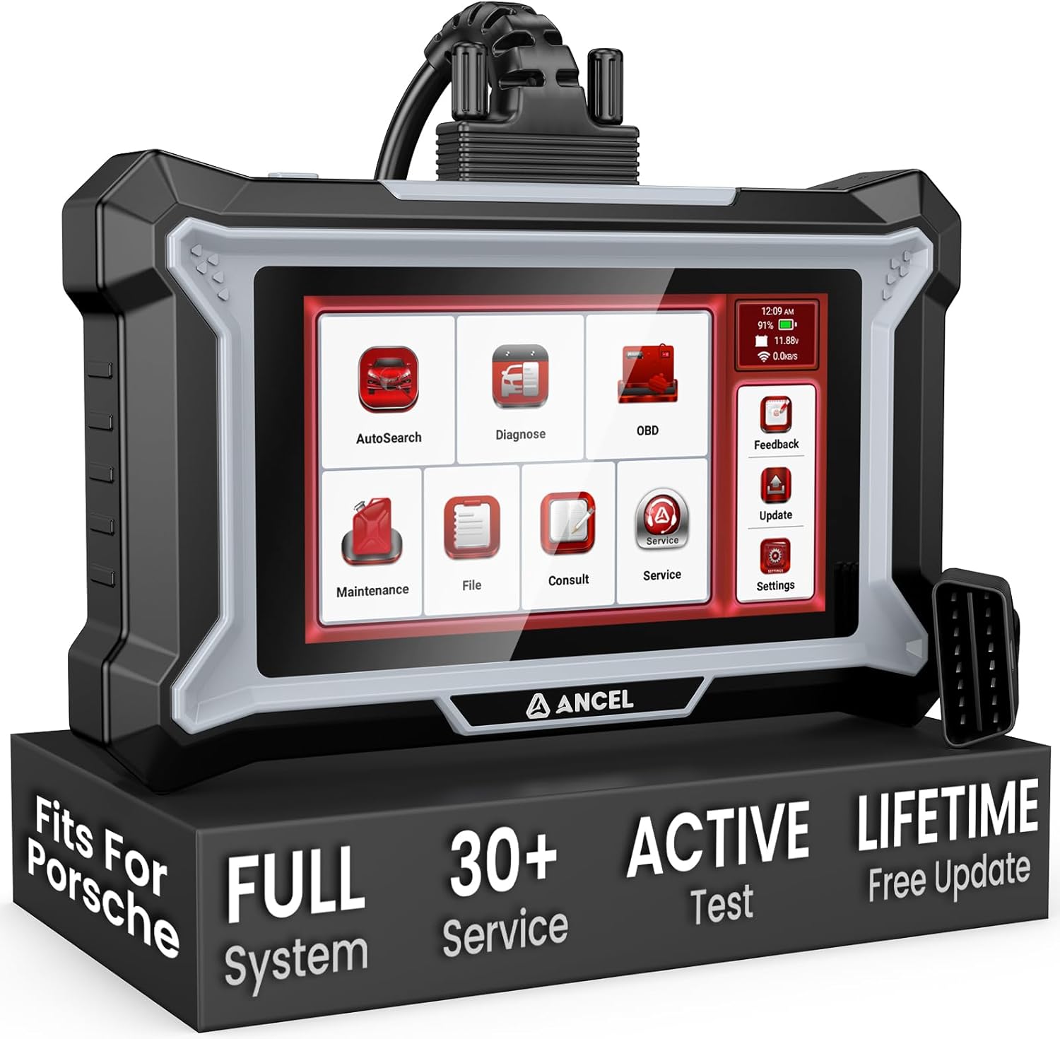 ANCEL DS160 Scan Tool fits for Porsche, Full System Bidirectional OBD2 Scanner with 30+ Resets, ABS Bleeding, Gearbox Learning, SAS/Oil/BMS Reset, Online Support Chat, Lifetime Free WiFi Updates