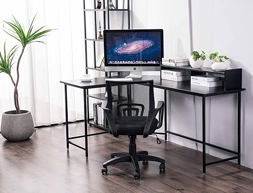 Miniatura 2 de ivinta Escritorio para juegos en forma de L, moderno escritorio de esquina reversible para computadora con soporte para monitor para espacios