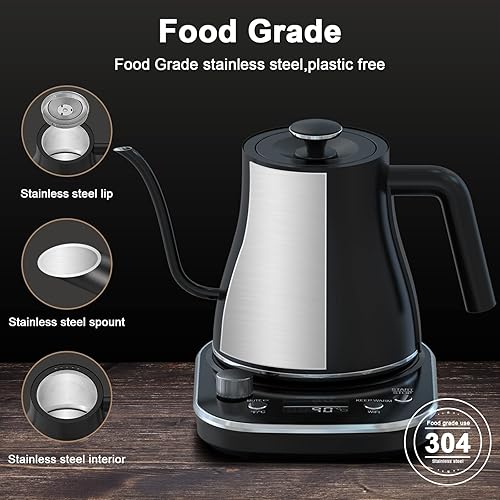 Miniatura 6 de Hervidor eléctrico de cuello de cisne, hervidor eléctrico inteligente WiFi, control de temperatura, hervidor de agua y tetera, control de