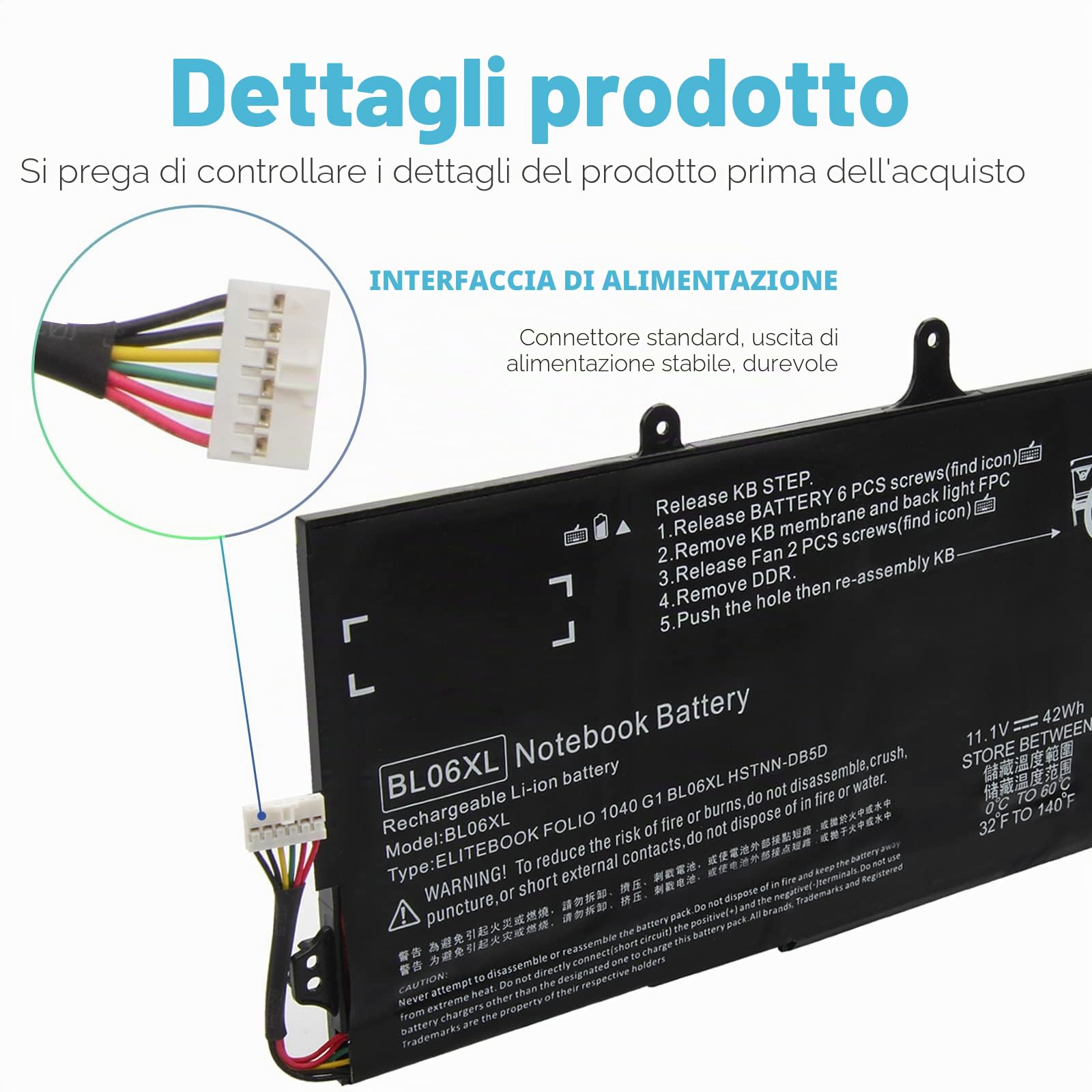 ASUNCELL 11.1V/42Wh BLO6XL Batteria del computer portatile per HP EliteBook Folio 1040 G0 1040 G1 1040 G2 Series 722236-1C1 722236-271 722297-001 722297-005 BL06042XL BL06XL HSTNN-DB5D
