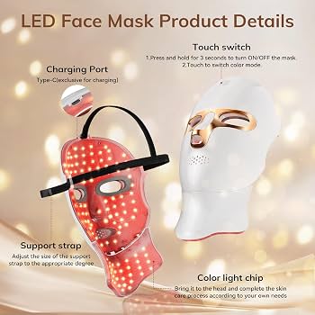 Red Light Therapy Mask for Face,Cordless LED Face Mask Light