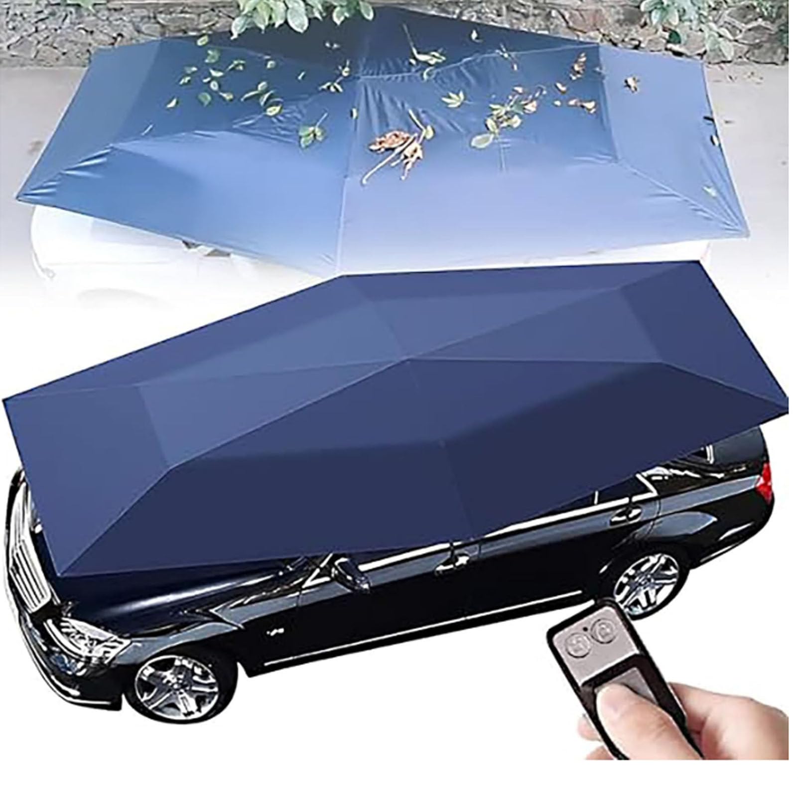 Parasol para Coche, Impermeable, Plegable, con Control Remoto automático, Ideal para aparcar y Acampar Blue-4.6m