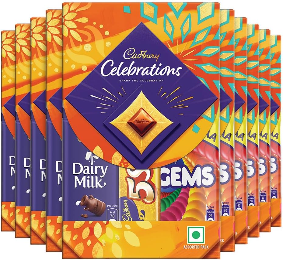 Celebrations Assorted Chocolate Diwali Gift Pack, 49.2 g (Pack of 10)