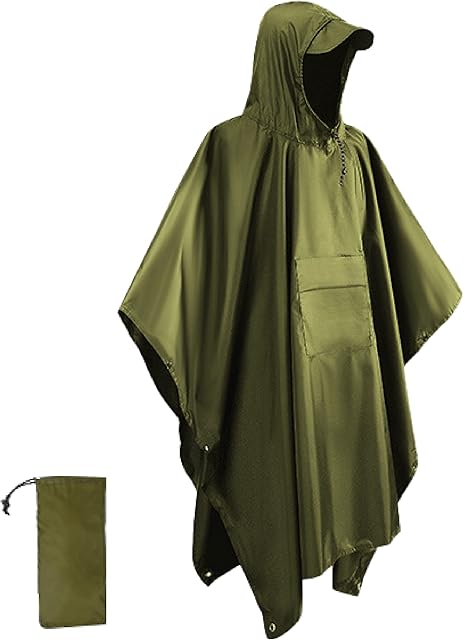 Azarxis Reusable Rain Poncho Waterproof Long Raincoat Jacket Lightweight with Hood for Adult Men Women Youth Cycling Riding Camping Hiking Trekking Walking Dog Outdoor Activities