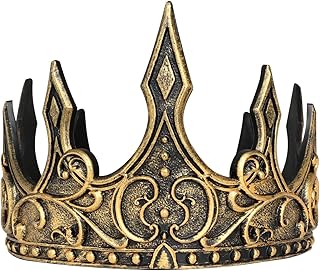 Soft King Prince Crown, Adjustable Royal Crown Medieval King Costume Accessories for Halloween Cosplay（Gold）