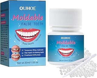 30 g Tooth Repair Kit, Temporary Teeth Replacement Kit - Moldable Thermal Fitting Beads for Filling Fix Missing and Broken Tooth or Adhesive Denture Fake Teeth