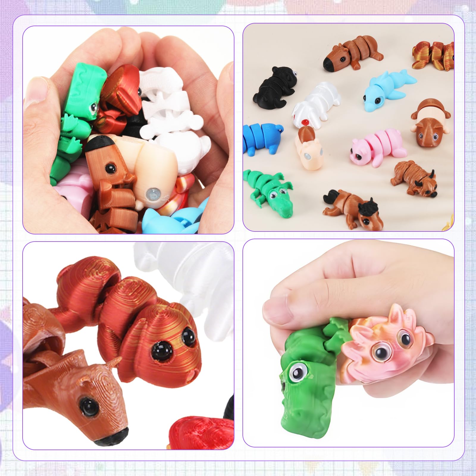 18Pcs 3d Printed Animals, 3D Printed Fidget Toy, Colorful Movable Joint 3D Printed Animal, 3d printed toys - Image 3