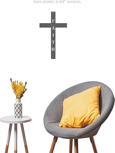 Miniatura 2 de POEM Studio Decoración de pared con cruz de fe cristiana, letrero de pared de metal con cruz de Jesús Dios Crucifijo - Arte de pared religioso