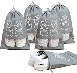 Zollyss Non-Woven Shoe Bags Pouches Travel Cover for Shoe Storage & Travelling Drawstring Bags Dust Cover, Grey (Pack of ... Price In India