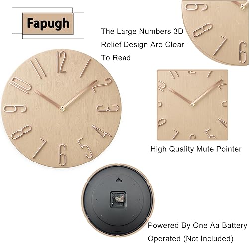 Miniatura 4 de Reloj de pared, reloj silencioso, reloj de pared que funciona con pilas, reloj de pared moderno de 12 pulgadas, adecuado para oficinas, salas de