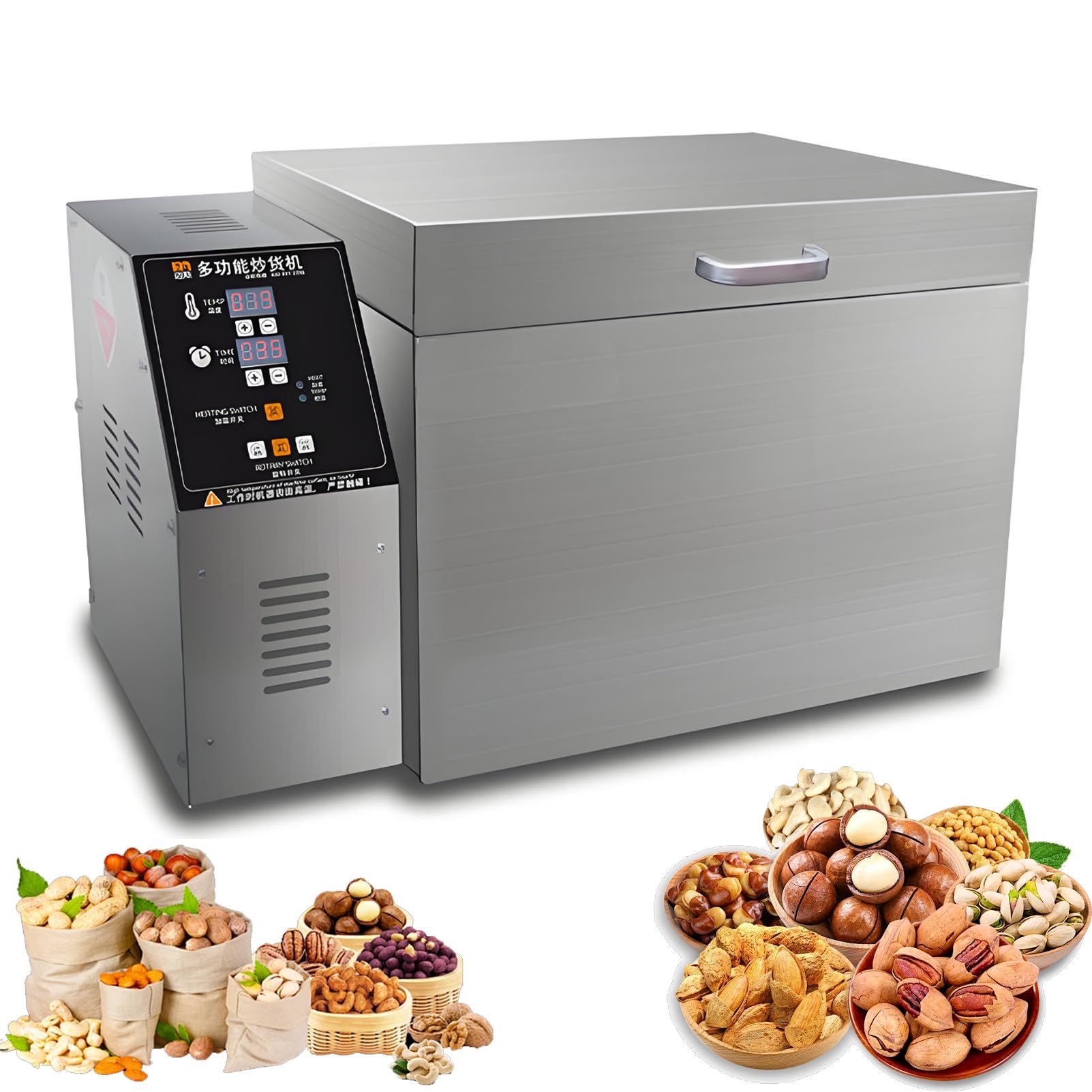 Ofyphth Commercial Bean Roaster Nut Roasting Machine, Electric Chestnut Peocessing Machine, Stainless Steel Coffee Roaster Machine, 30-350℃ Adjustable, for Coffee/Beans/ChestnutsPeanuts. Type5