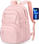 WINDARS Backpack for School Girls, Cute High School Backpacks for Teens Women Student Large Bookbag 15.6 Inch Laptop Bag with USB Charger Port for College Work Travel Trip (Beige Khaki)
