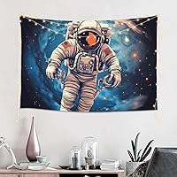 Vista 4 de Astronauta Planet Print Tapestry Multifunctional Wall Hanging 60 X 40 Inch Wall Blanket Wall Art Decor For Living Room Bedroom Dorm Outdoor Camping
