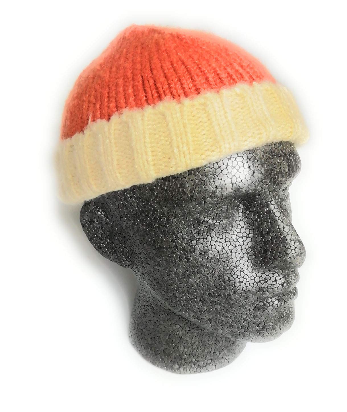 Wigwam 2 tone Knitted fisherman trawler Skully beanie Hat Vintage style mens womans Hipster beanie hat (orange)
