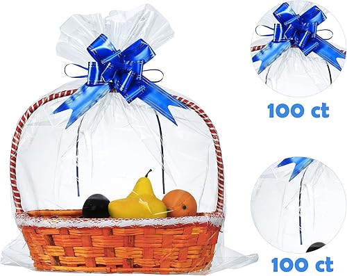 Miniatura 9 de UltraOutlet Paquete de 100 bolsas de celofán grandes de 24 x 30 pulgadas, bolsas de regalo transparentes de 2.3 mil para cesta de frutas, envoltura