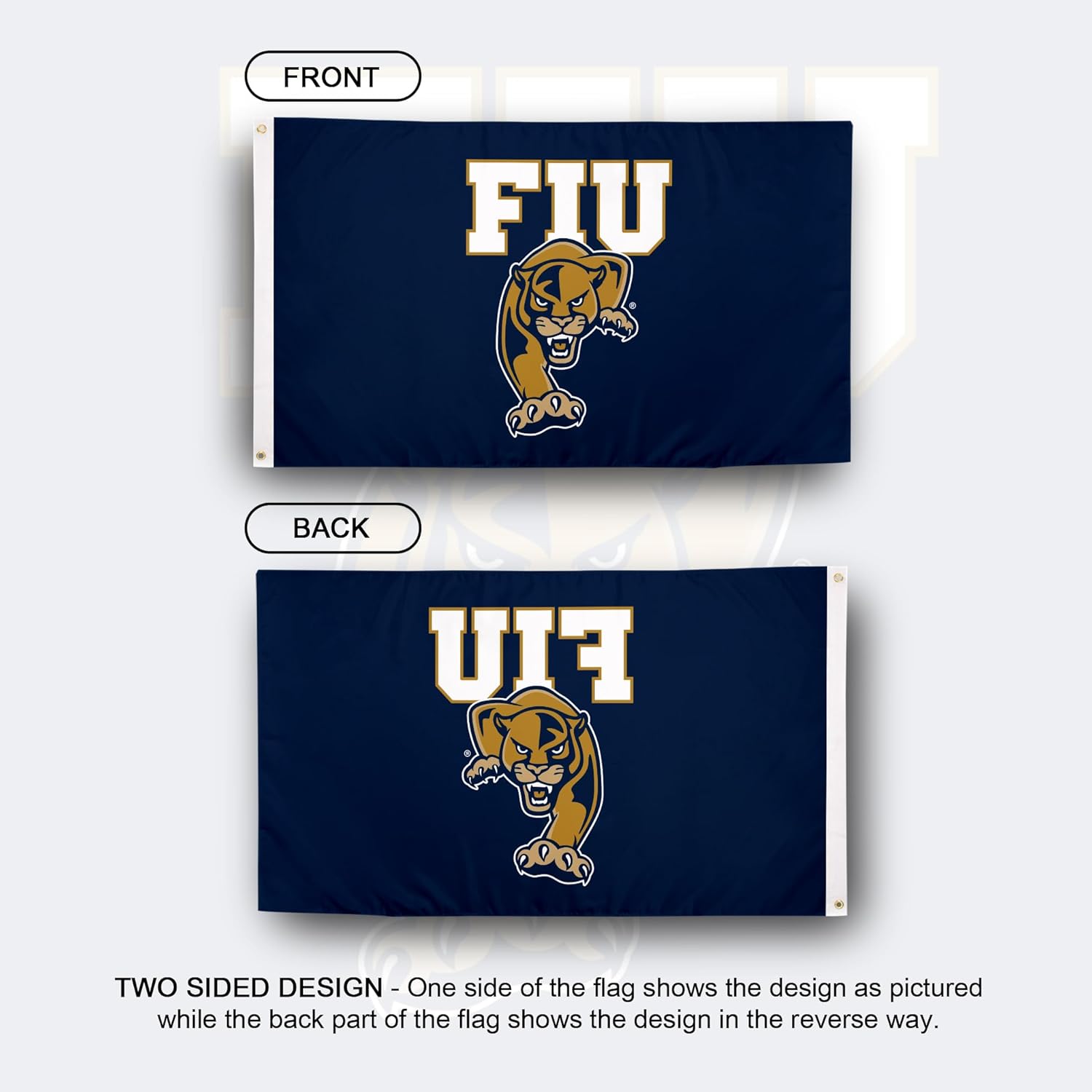 Desert Cactus Florida International University FIU Flag - 3 x 5 Feet Panthers Banner, Indoor/Outdoor Durable Fabric, 100% Polyester Design (Style 1) - Image 2