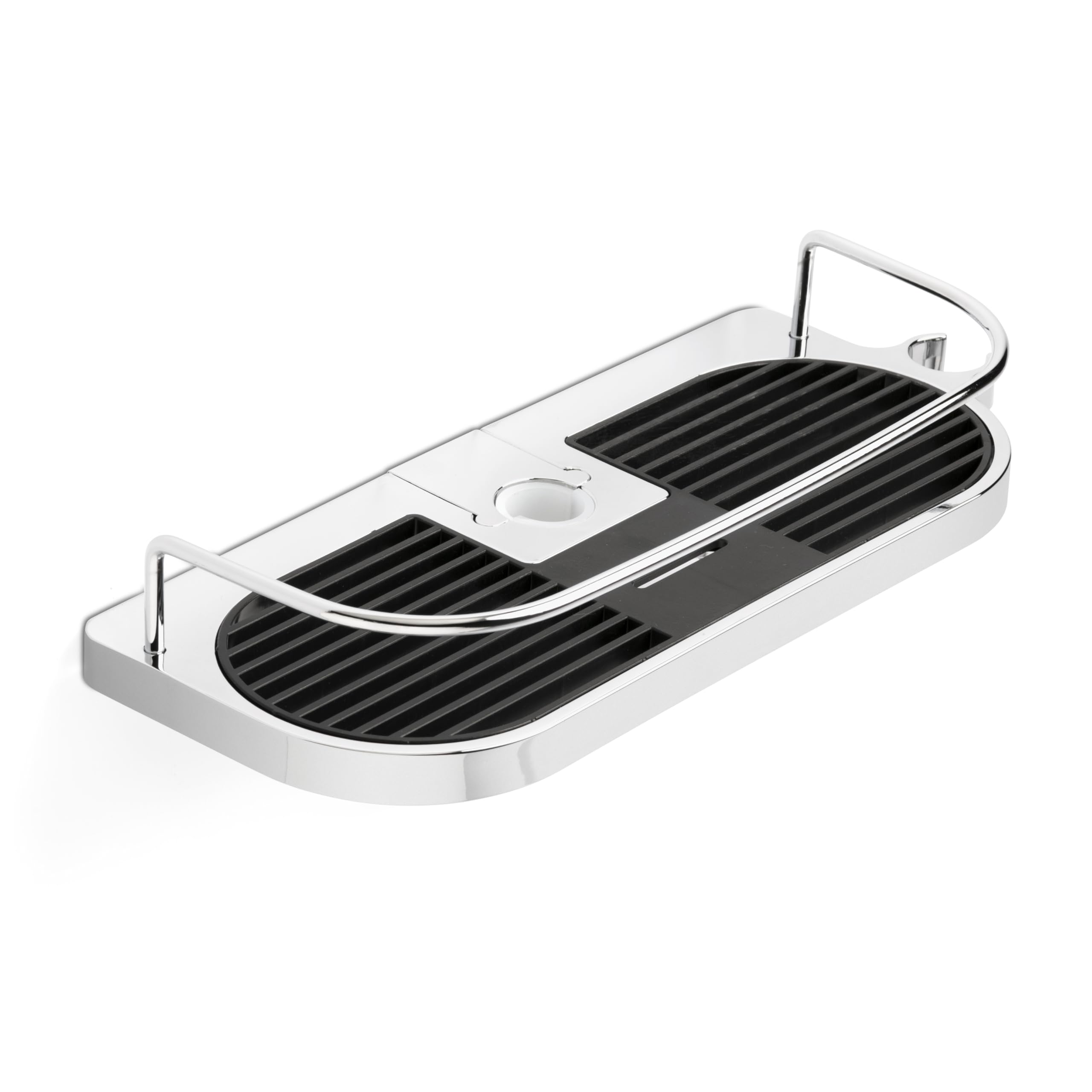 TATAY Mensola Bagno Senza Foratura Barra in Alluminio | Resiste Umidità e Corrosione | Portata 5 kg | Montaggio Facile Senza Fori | Design Moderno | Drenaggio Efficiente | 12,​5 x 11,​5 x 24 cm