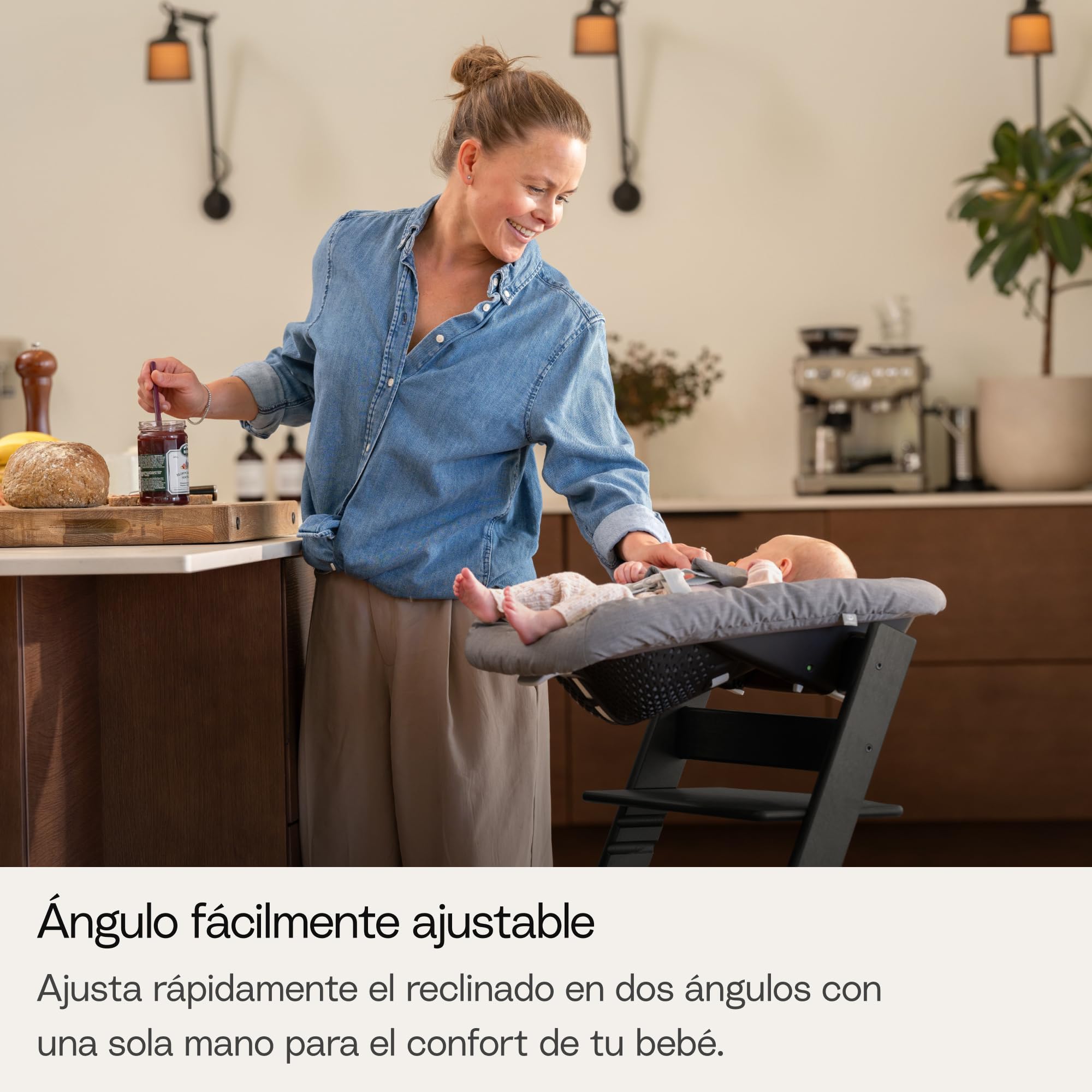 Trona Tripp Trapp de Stokke, Black (Incluye Silla + Baby Set 2) con Newborn Set (Anthracite) - Diseño Seguro, Ajustable y Ergonómico