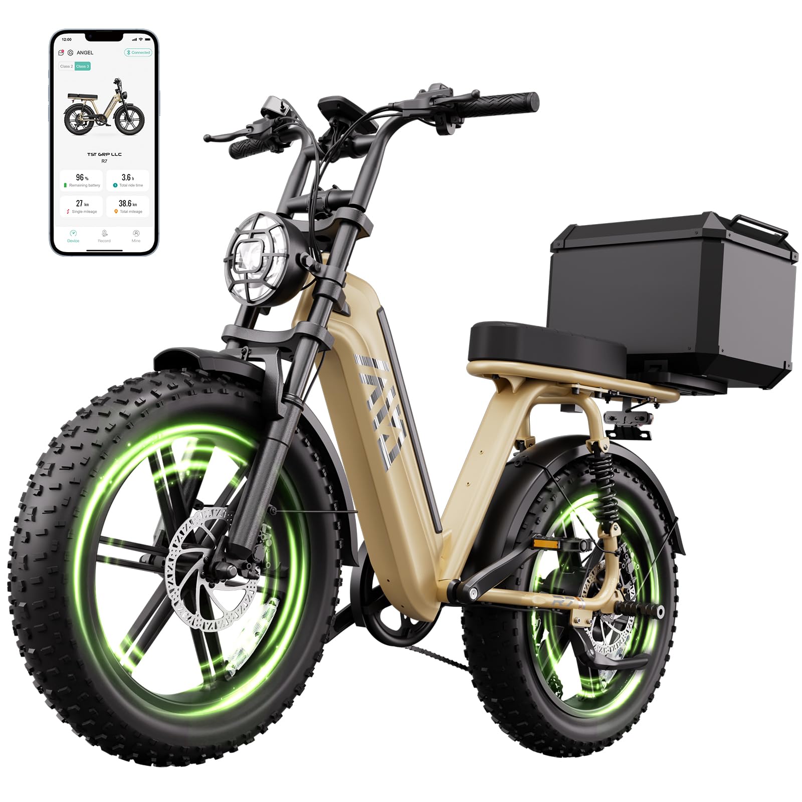 TST Electric Bike for Adults 1500W Peak 20" Fat Tire All-Terrain E-Bike 60 Miles Electric Dirt Bike - 48V 15 AH Battery Electric Bicycle