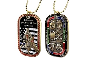 AtSKnSK "Put on the Whole Armor of God" Christian Dog Tag Pendant Necklace