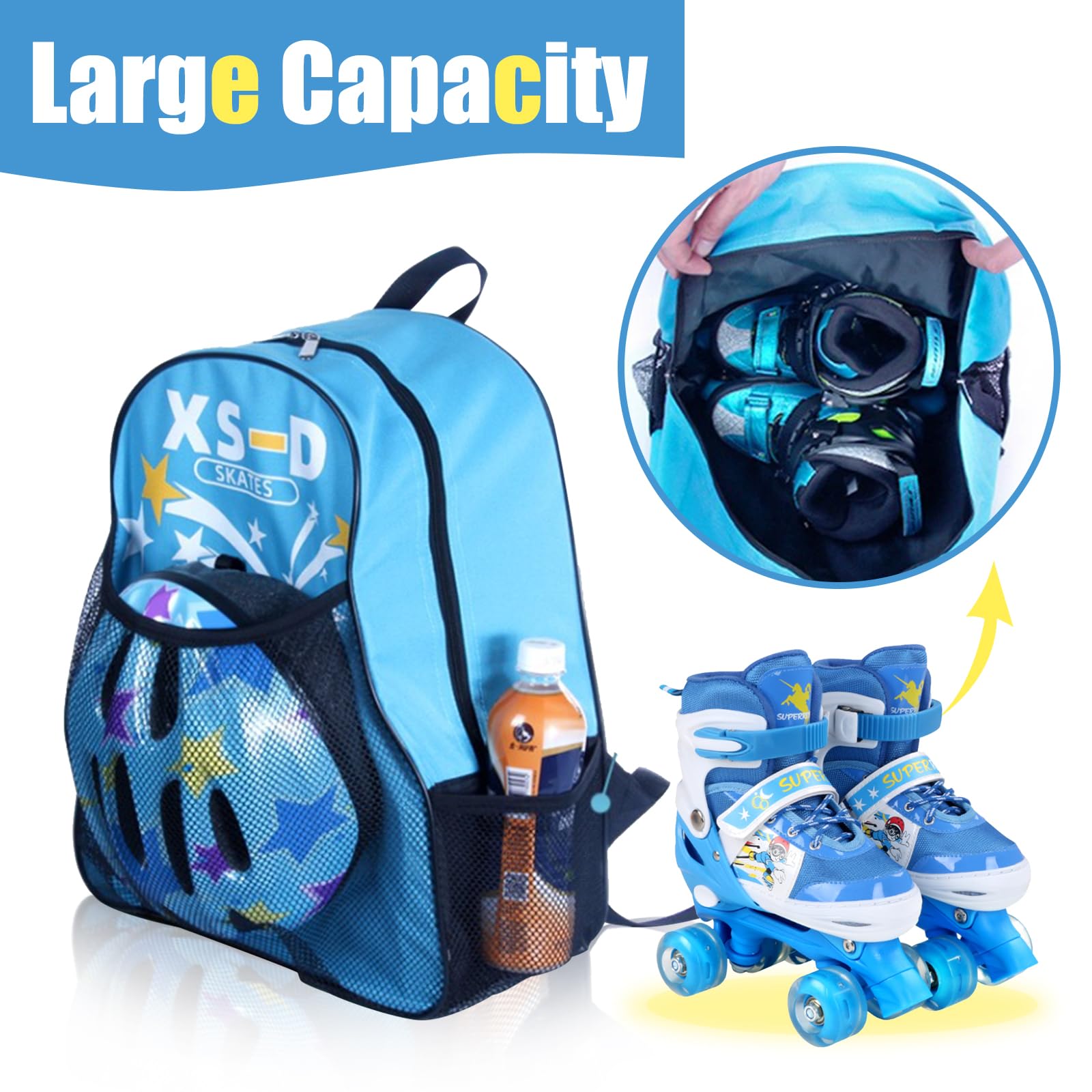 Bolsa para Patines en Linea Gran Capacidad Correa Ajustable Unisex Niños